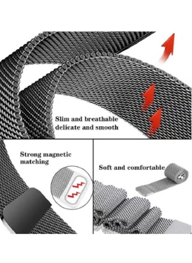 dida-cosmos - Straps Compatible with Huawei Fit 2 Magnetic Stainless Steel Watch Band for Men and Women,Silver - Image 1