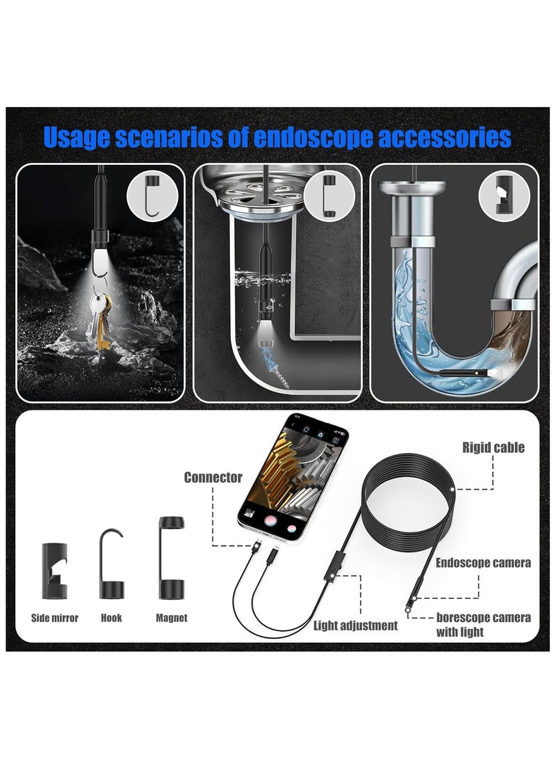 Generic Endoscope Inspection Camera With 16.4FT Semi-Rigid Snake, 1920P HD Borescope, 9 LED Lights, 7.9mm IP67 Waterproof - Image 2
