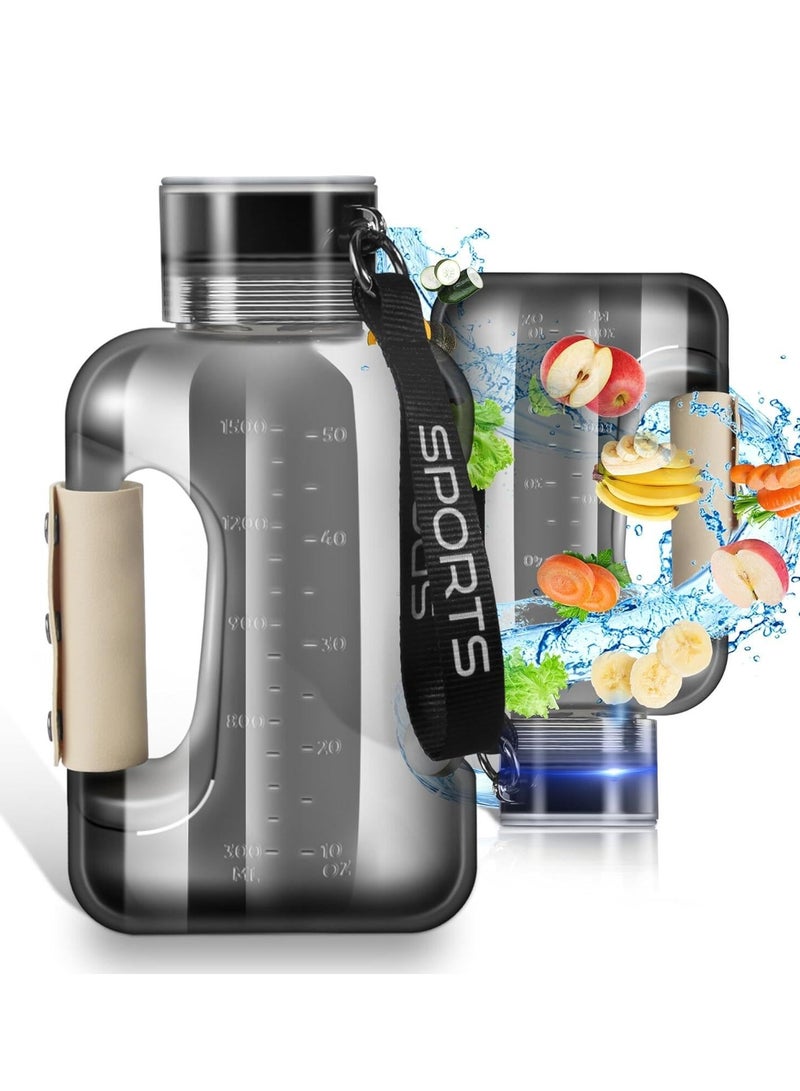 Hydrogen Water Bottle, 1.5L Hydrogen Water Generator with SPE/PEM Technology, Portable Food Grade Material Sports Water Bottle with Handle, 2500PPD Pure Hydrogen Rich Concentration