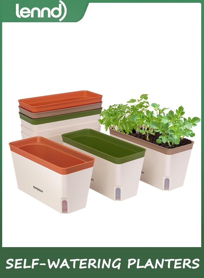لينند أحواض زراعة ذاتية الري، عبوة من 3 قطع، صندوق زراعة أعشاب صغير الحجم 27 سم، مناسب للنباتات الداخلية والخارجية، مثالي للريحان والزهور والنباتات العصارية - Image 1