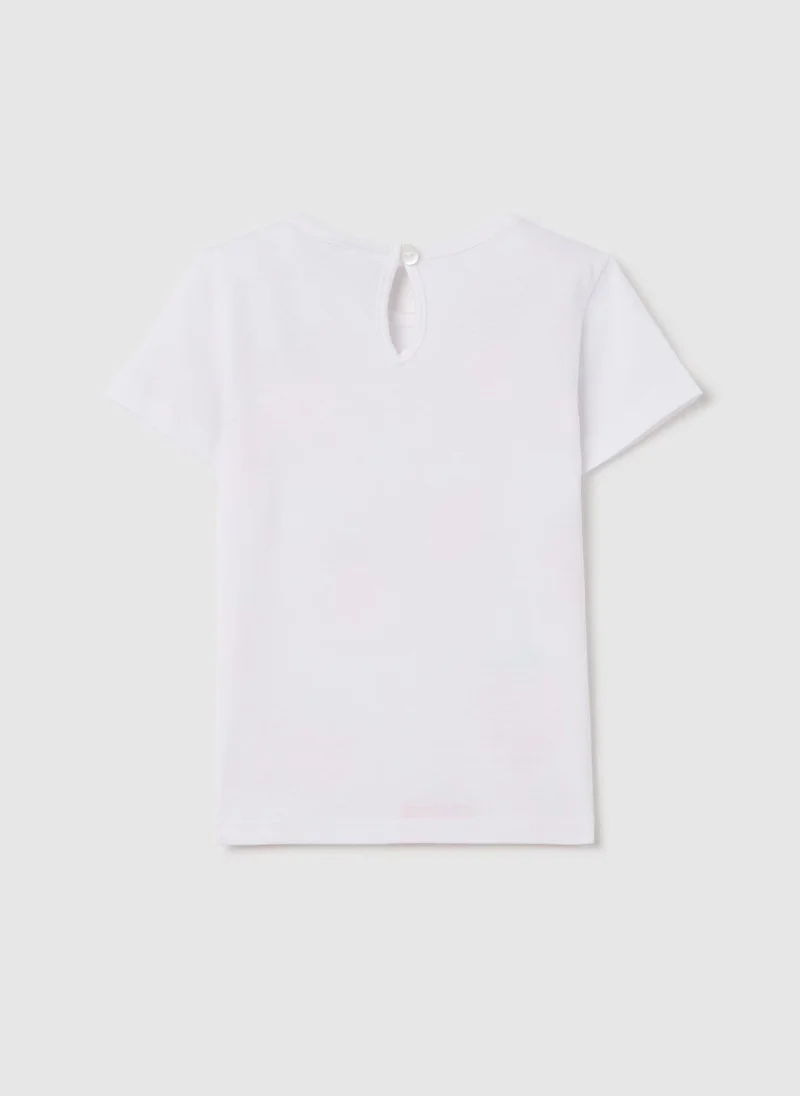 او في اس Cotton T-Shirt With Print