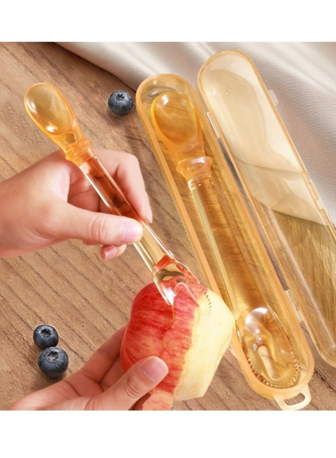 Double-Headed Scraper Spoon Fruit And Vegetable Auxiliary Food Spoon, Baby Two-Head Mud Scraper With Storage Box - Image 1