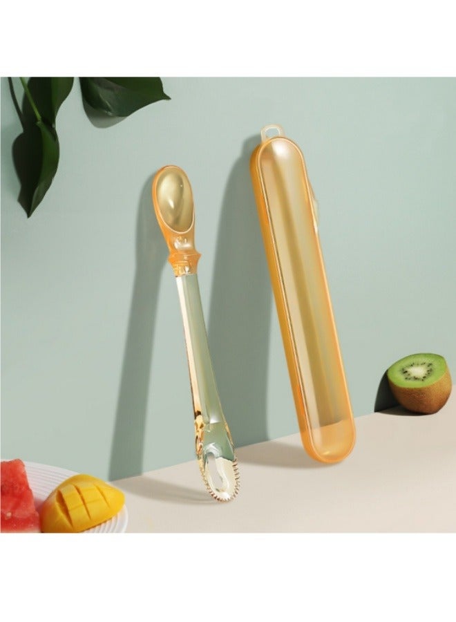 Double-Headed Scraper Spoon Fruit And Vegetable Auxiliary Food Spoon, Baby Two-Head Mud Scraper With Storage Box - Image 2