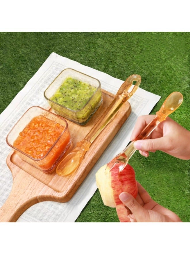 Double-Headed Scraper Spoon Fruit And Vegetable Auxiliary Food Spoon, Baby Two-Head Mud Scraper With Storage Box - Image 4