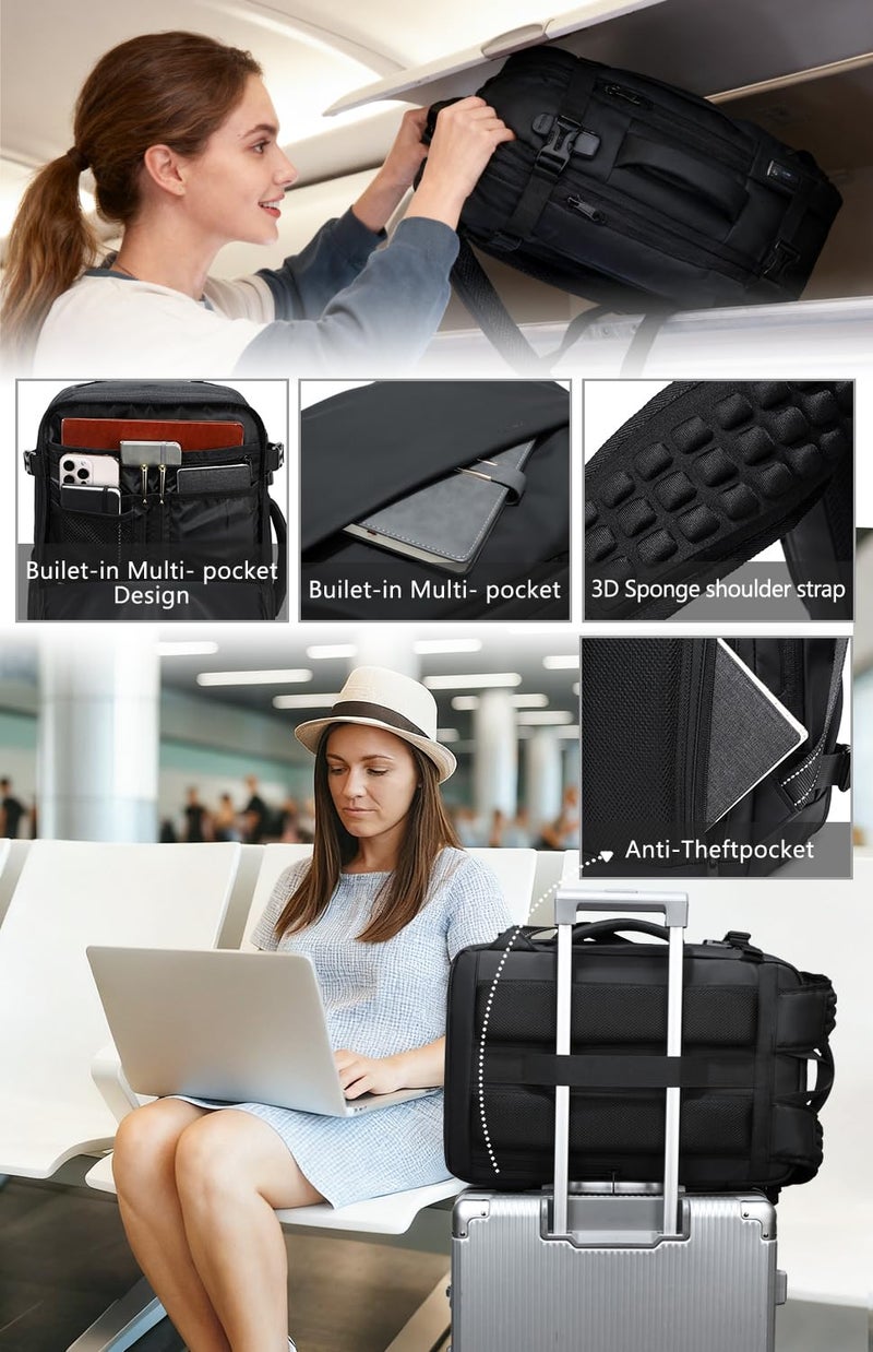 Cusangel vacuum backpack travel with pump compression,18in vac travel 45L expandable 60L capacity laptop,multiple pockets Flight Carry-On XL (Casual Vac-backpack) - Image 4