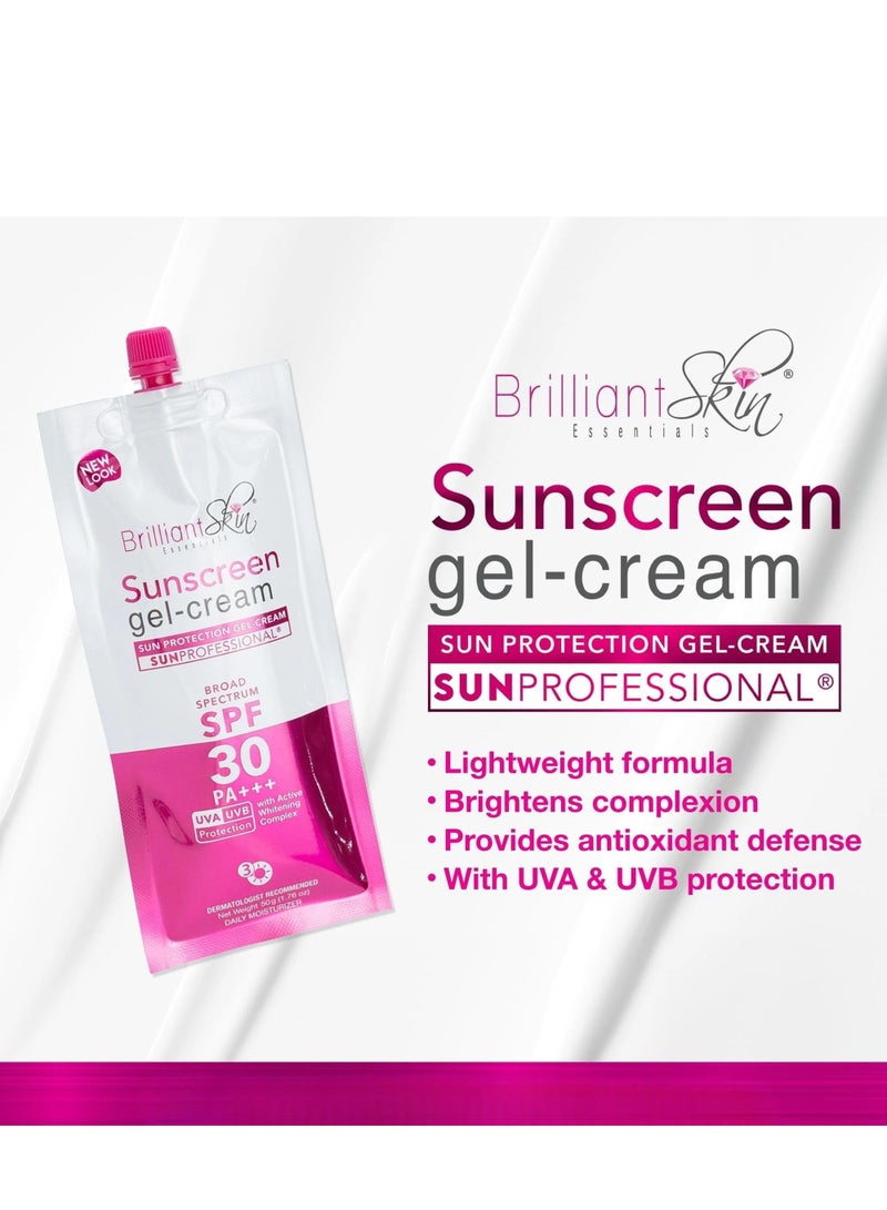 Brilliant Skin Pack of 2 Brilliant Sunscreen Gel Cream SPF 30 PA Plus Plus Plus 50g Each for Face and Body Sun Protection Lightweight Moisturizing Formula - Image 3