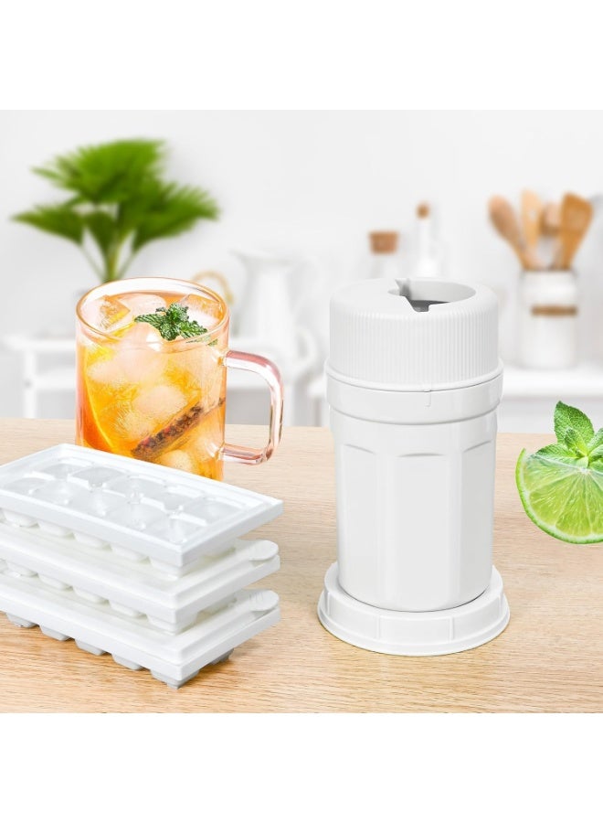 VICTORIA ANNA Creative Round Non-Press Ice Cube Maker - Home Use 3-Compartment Ice Tray with Lid - Image 4