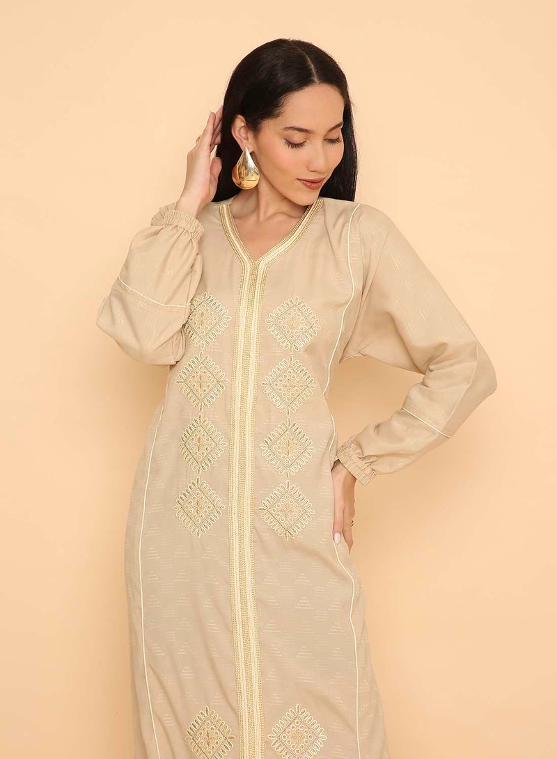 HANA & SARA Long pure viscose traditional jalabiya dress for womens - Image 3