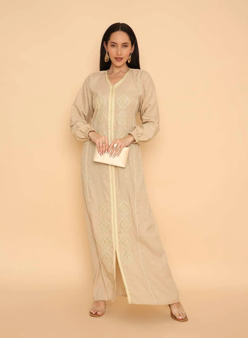 HANA & SARA Long pure viscose traditional jalabiya dress for womens