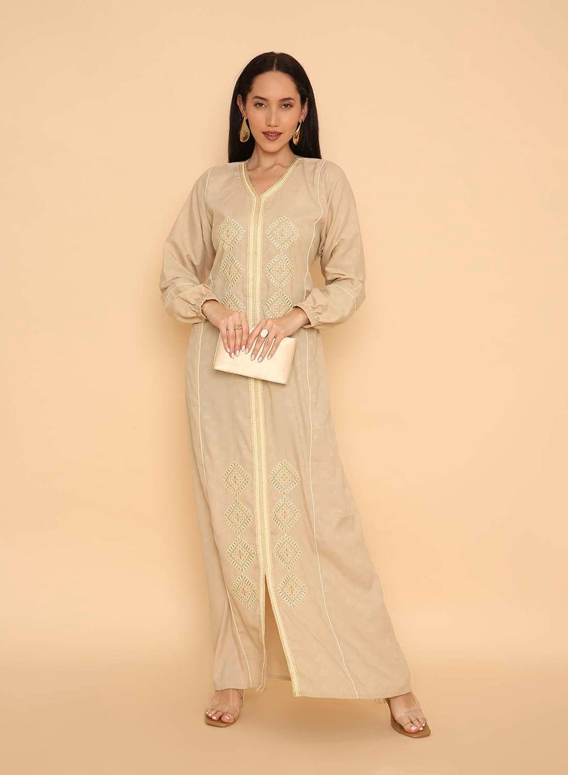HANA & SARA Long pure viscose traditional jalabiya dress for womens - Image 1