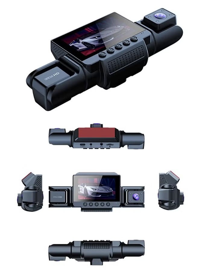 ديقيساند - كاميرا Dash Cam أمامية وخلفية أمامية وخلفية بزاوية 360 درجة 4 قنوات FHD 1080P، مع تسجيل حلقات، بطاقة TF بسعة 64 جيجابايت، مستشعر G، كاميرا Dash 2025 - Image 1