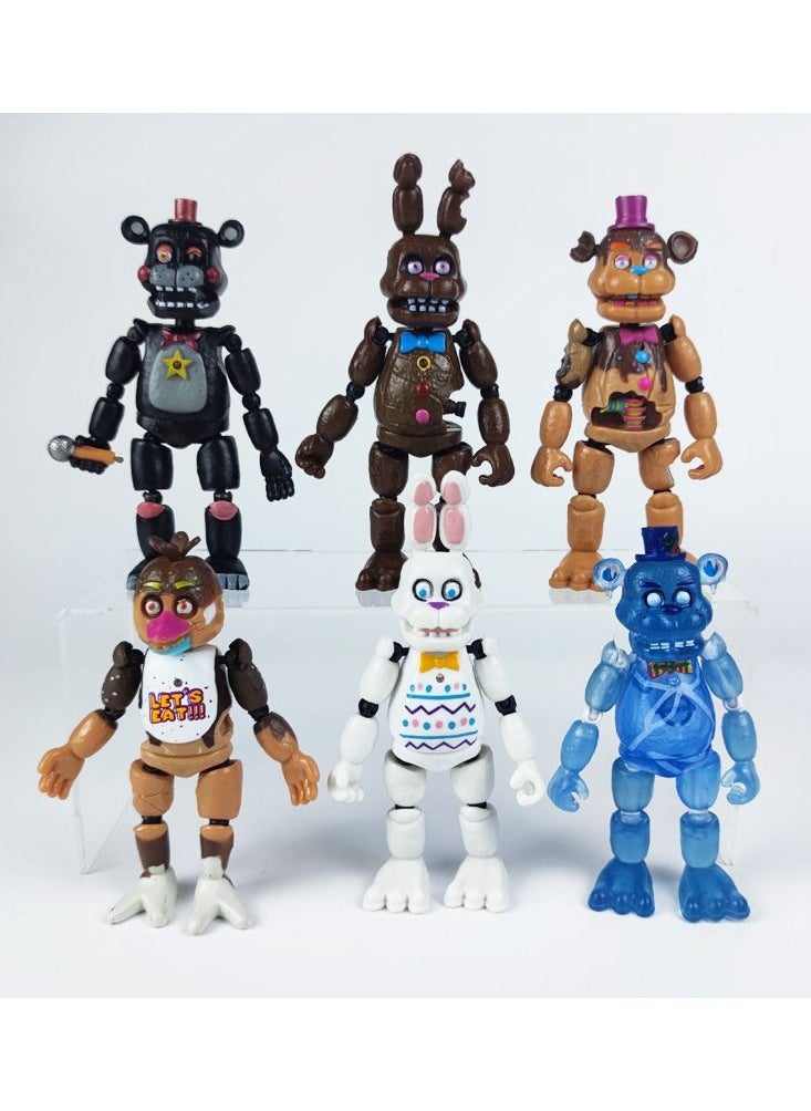 Exlene 6pc FNAF Figures Bonnie Foxy Fazbear Bear Five Nights At Freddy's Action Figure Dolls with Light  - Image 1