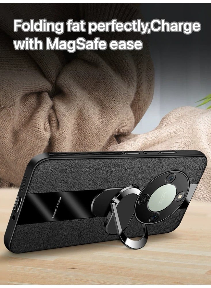 Protective Phone Case for Honor X9d 5G, Heavy Duty Shockproof with Finger Ring Holder & Camera Lens Protector Slide,  Black - Image 3
