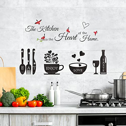 Rotumaty Kitchen Wall Stickers Decals Decor Kitchen The Heart of The Home Wall Decor Quotes Sign Utensil Art Decorations for Home Dining Room Coffee Shop - Image 2