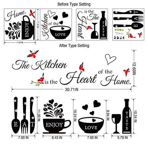 Rotumaty Kitchen Wall Stickers Decals Decor Kitchen The Heart of The Home Wall Decor Quotes Sign Utensil Art Decorations for Home Dining Room Coffee Shop - Image 3