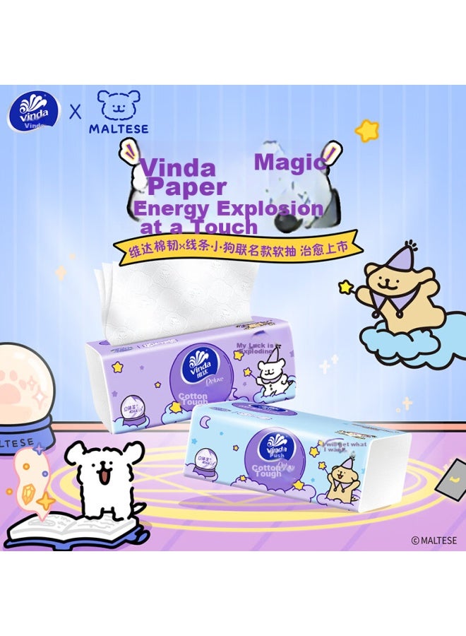 Vinda Facial Tissues, Soft And Strong 3-ply 100 Sheets*20 Packs M Size, Line Drawing Dog Co-branded, Toilet Paper, Whole Box - Image 1