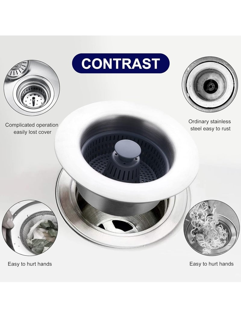 مصفاة حوض 3 في 1، مصفاة حوض مطبخ من الفولاذ المقاوم للصدأ 304 قابلة للانبثاق لملحاقات حوض المطبخ مرشح تصريف - Image 2