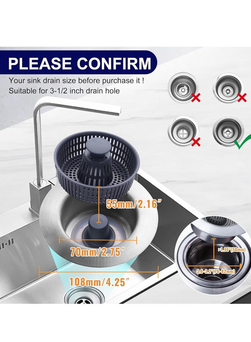 مصفاة حوض 3 في 1، مصفاة حوض مطبخ من الفولاذ المقاوم للصدأ 304 قابلة للانبثاق لملحاقات حوض المطبخ مرشح تصريف - Image 4