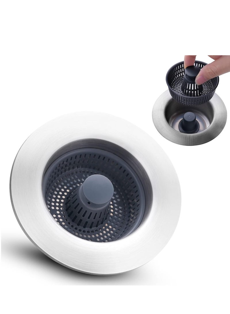 مصفاة حوض 3 في 1، مصفاة حوض مطبخ من الفولاذ المقاوم للصدأ 304 قابلة للانبثاق لملحاقات حوض المطبخ مرشح تصريف - Image 1