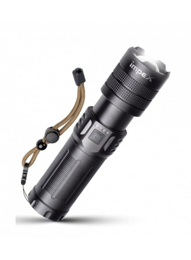 Impex Impex Hunter Z4 Bright Rechargeable LED Flashlight: Advanced Illumination and Rugged Durability for Challenging Nighttime Environments With 30W Output - Image 1