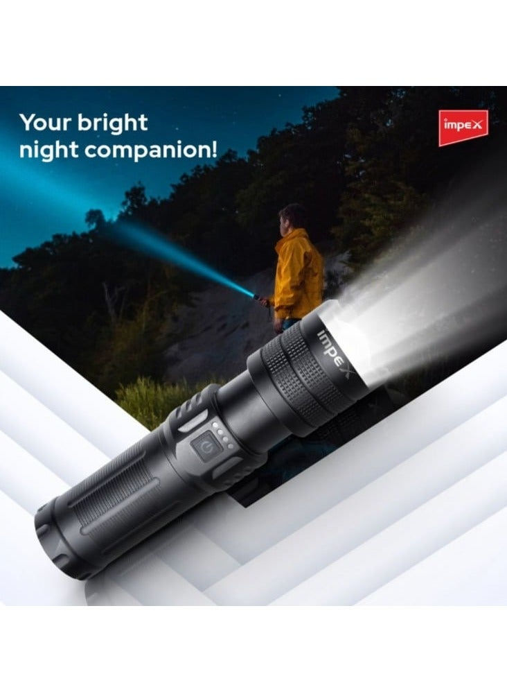 Impex Impex Hunter Z4 Bright Rechargeable LED Flashlight: Advanced Illumination and Rugged Durability for Challenging Nighttime Environments With 30W Output - Image 2