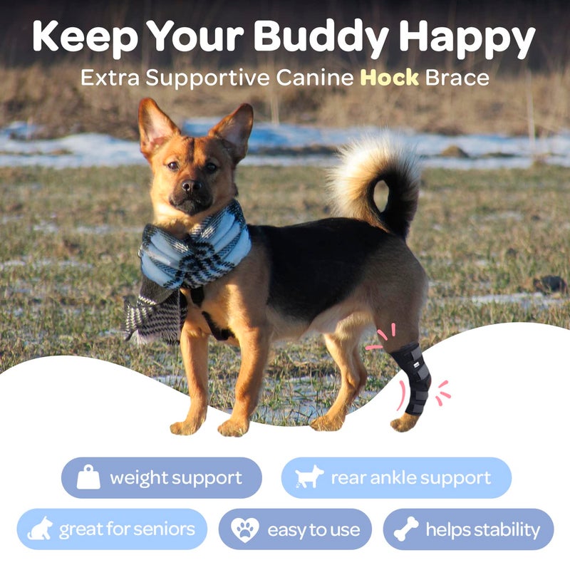 Labra Dog Rear Leg Hock Joint Compression Wrap - Supportive Brace for Weak Back Legs, ACL Tear, and Joint Discomfort - Adjustable Hind Leg Support for Senior Dogs - Medium - Image 4