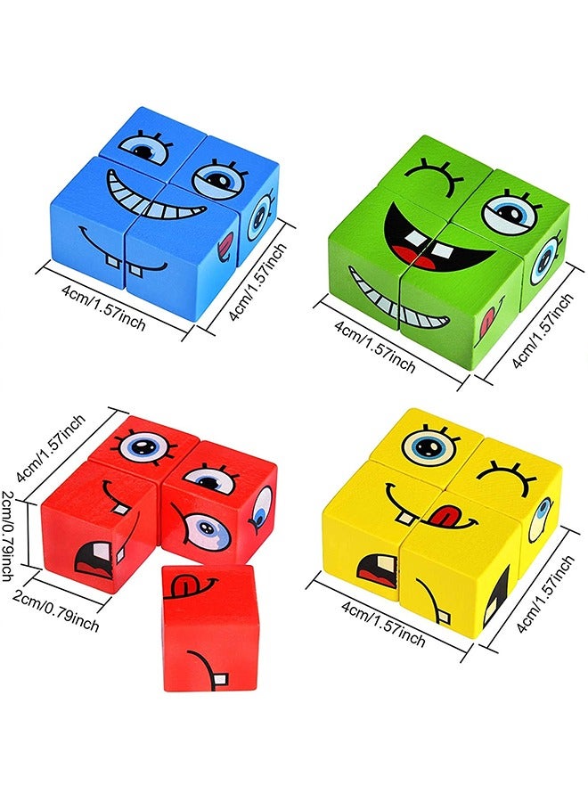 Expression Puzzle Building Cubes Wooden Face-Changing Magic Cube Building Blocks Matching Game Logical Thinking Training Brain Toy Borad Games Educational Montessori Toys - Image 5