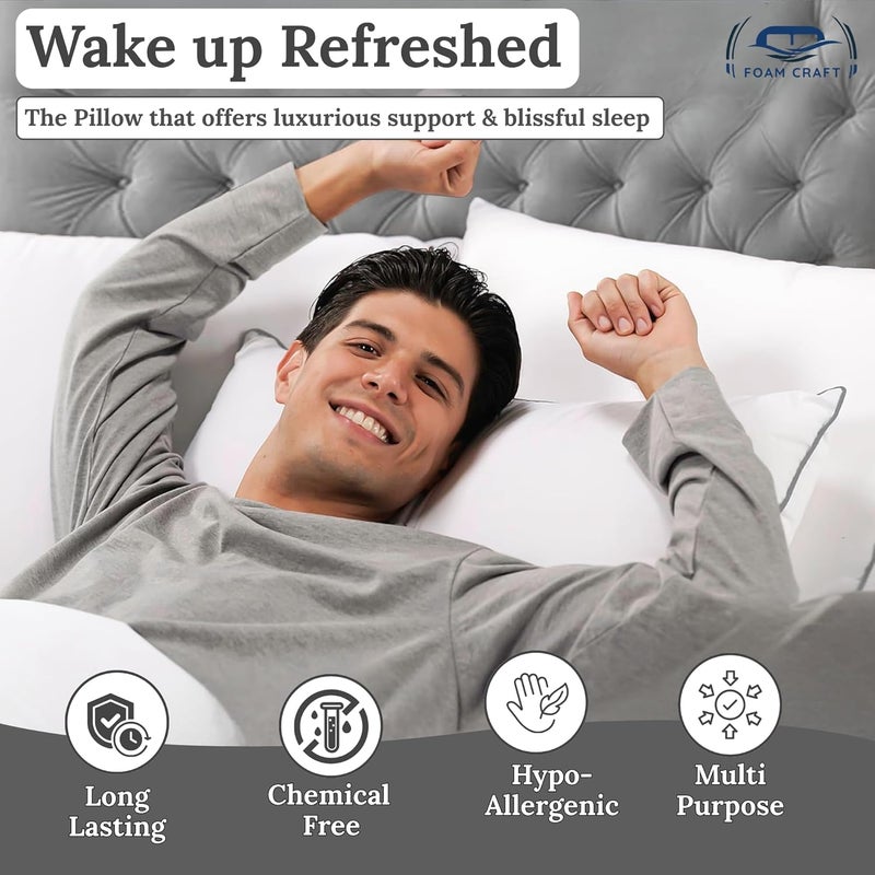 FOAM CRAFT Foamcraft® Bed Pillows - Soft and Supportive Microfibre Pillows for All Sleep Positions (Pack of 2, 50 x 75cm) - Image 5