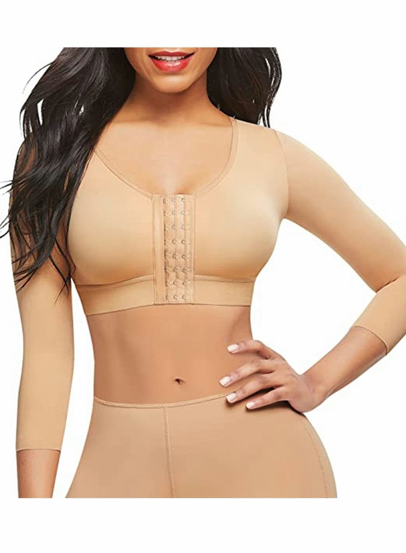 Women's Sports Bra Wireless Front Buckle Yoga Bra Arm Compression Sleeves Upper Shapers Slimmer Post Surgery Posture Corrector Shapewear Tops L Size - Image 1