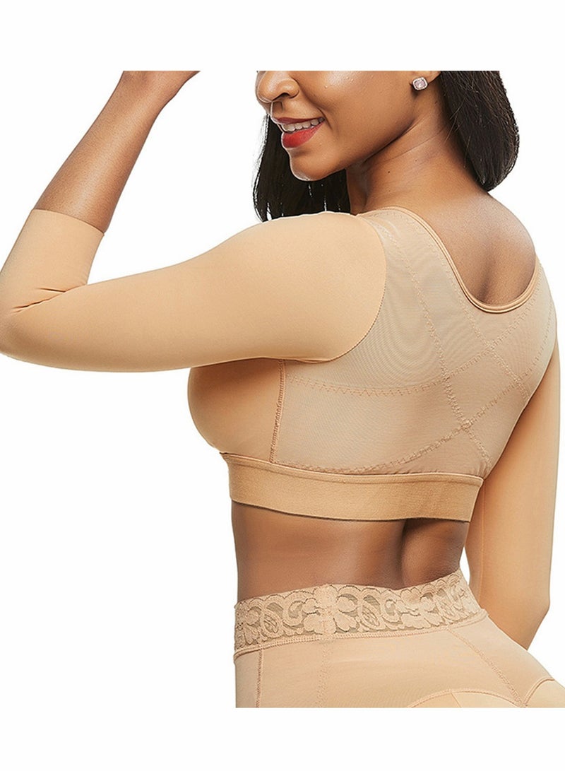 Women's Sports Bra Wireless Front Buckle Yoga Bra Arm Compression Sleeves Upper Shapers Slimmer Post Surgery Posture Corrector Shapewear Tops L Size - Image 2