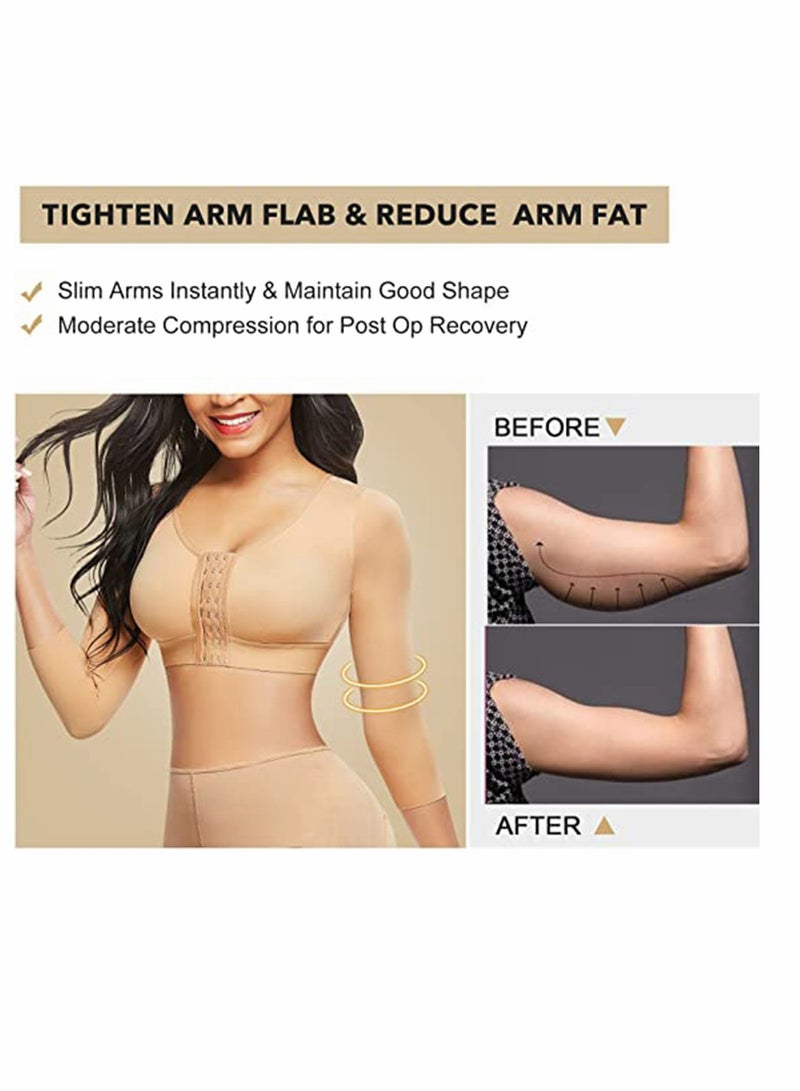 Women's Sports Bra Wireless Front Buckle Yoga Bra Arm Compression Sleeves Upper Shapers Slimmer Post Surgery Posture Corrector Shapewear Tops L Size - Image 4