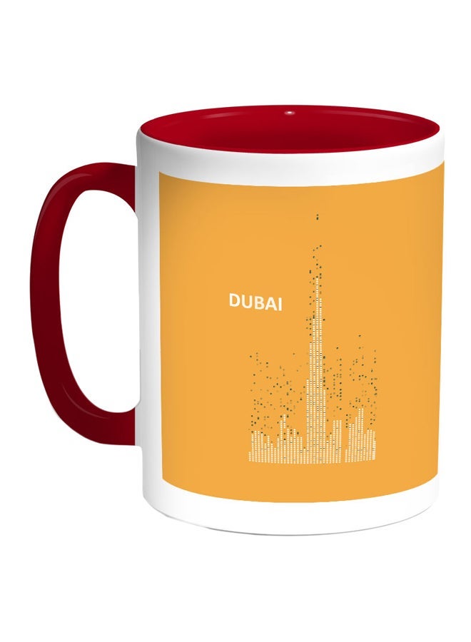 RYN Dubai Towers Printed Coffee Mug Orange/White/Red 11ounce