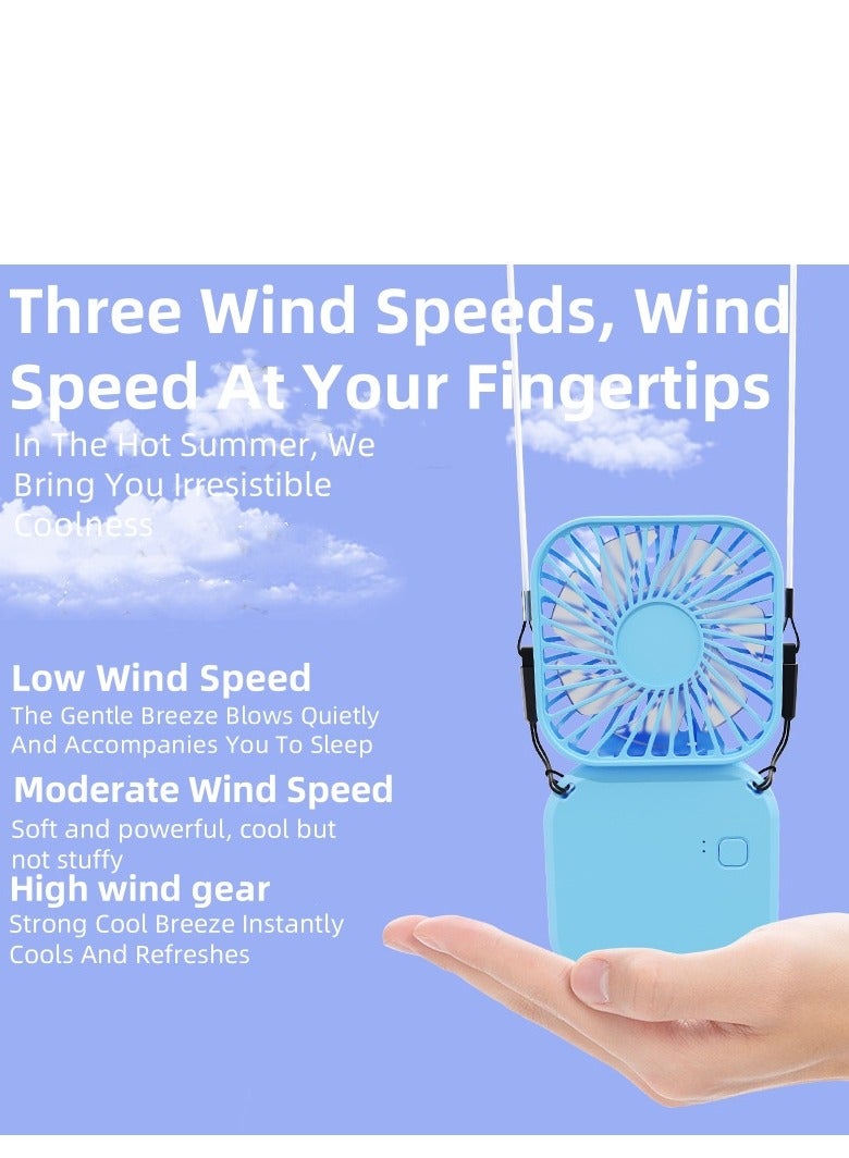 QZ Folding Neck Fan, Handheld USB Charging, Creative Desktop Office Convenient Outdoor Pocket Fan - Image 1