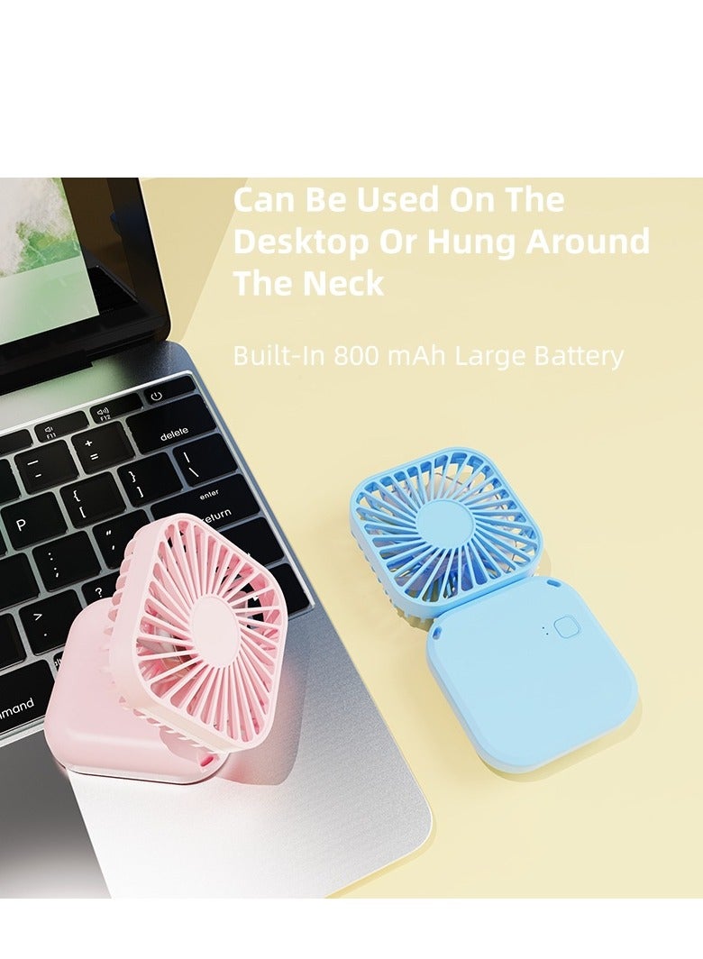 QZ Folding Neck Fan, Handheld USB Charging, Creative Desktop Office Convenient Outdoor Pocket Fan - Image 2