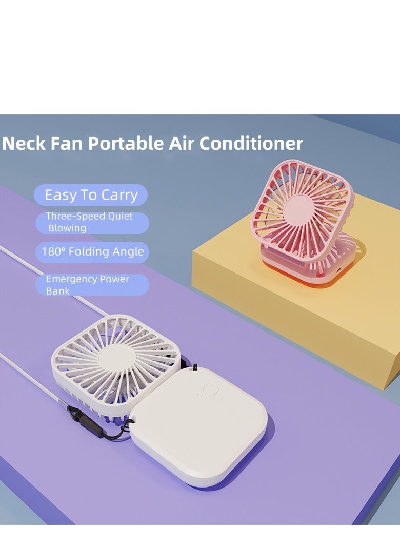 QZ Folding Neck Fan, Handheld USB Charging, Creative Desktop Office Convenient Outdoor Pocket Fan - Image 4