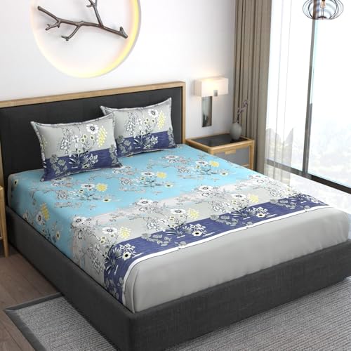 AMEYAA XXL 350 Tc Microfiber Soft Cotton Super King Size Bedsheet For Double Bed, King Size 108 Inches X 108 Inches, 9 Feet , 275 X 275 Cm With 2 Large Size Pillow Covers Without Joint Multicolor - Image 2