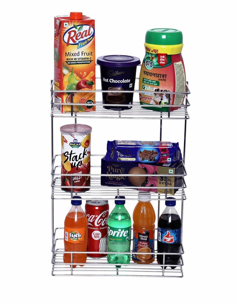 Toro 3 Layer Wall Mount Stainless Steel Multipurpose Storage Rack/Shelf, Kitchen Rack [Pack of 1 Silver] Containers (Silver, Multirack Tripal) - Image 3