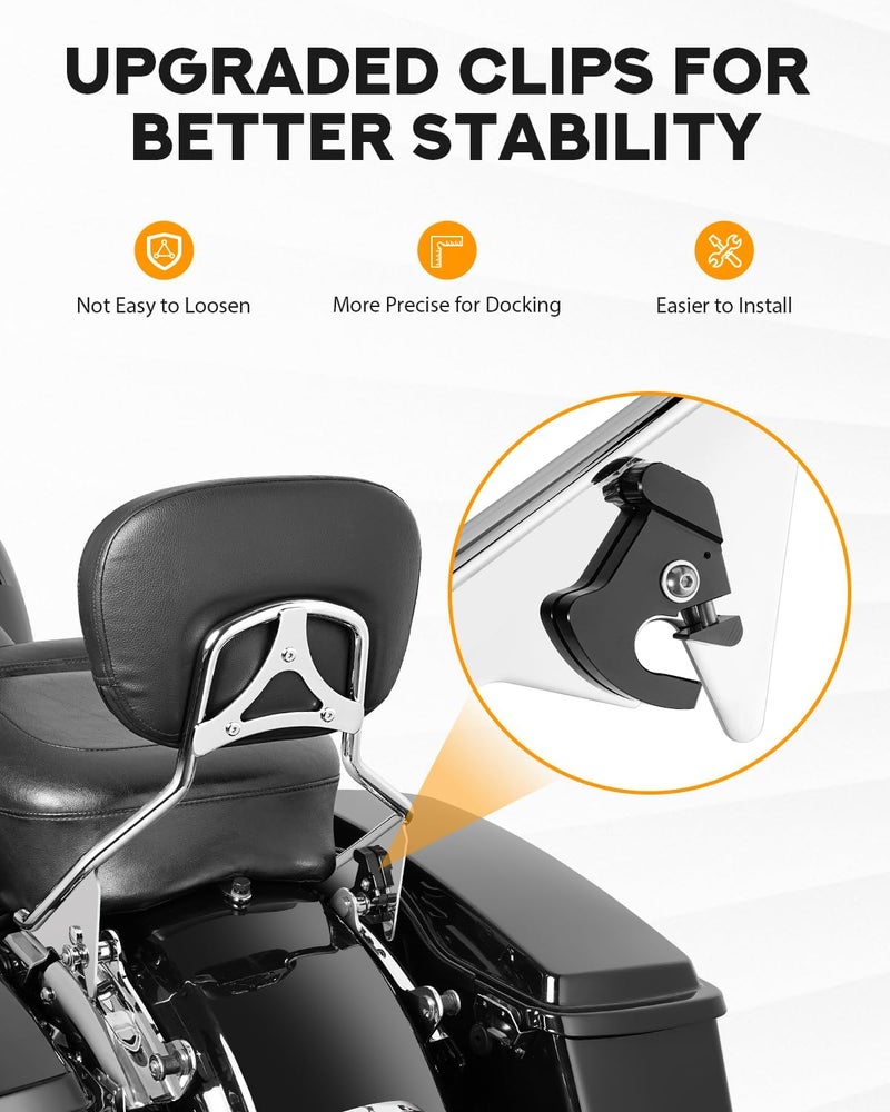 PBYMT Detachable Passenger Backrest Fit for Harley Touring, Quick Release Sissy Bar Compatible with Harley Davidson Street Glide Road Glide Road King Electra Glide Ultra Limited 2009-2024 (Chrome) - Image 5
