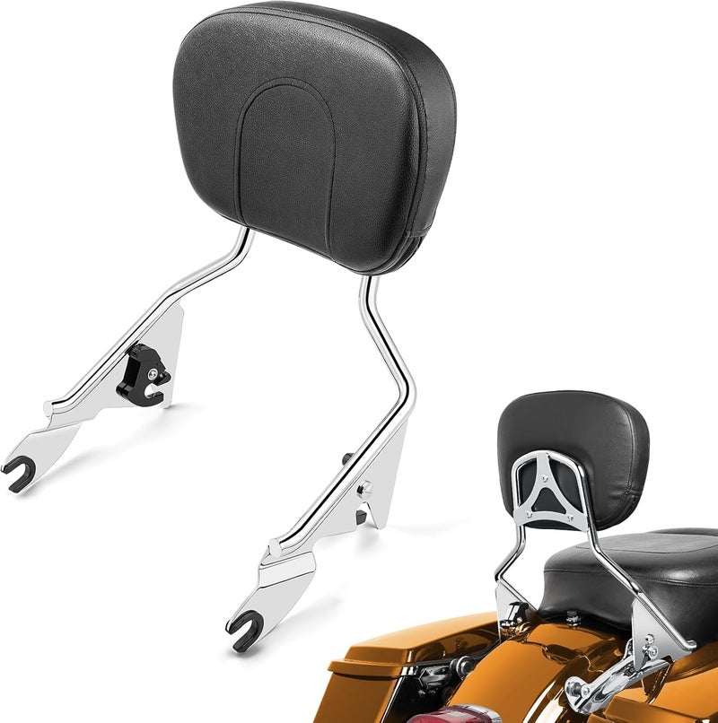 PBYMT Detachable Passenger Backrest Fit for Harley Touring, Quick Release Sissy Bar Compatible with Harley Davidson Street Glide Road Glide Road King Electra Glide Ultra Limited 2009-2024 (Chrome) - Image 1