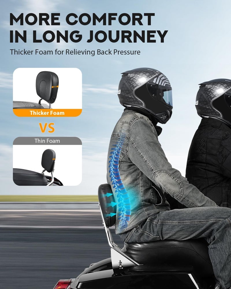 PBYMT Detachable Passenger Backrest Fit for Harley Touring, Quick Release Sissy Bar Compatible with Harley Davidson Street Glide Road Glide Road King Electra Glide Ultra Limited 2009-2024 (Chrome) - Image 2