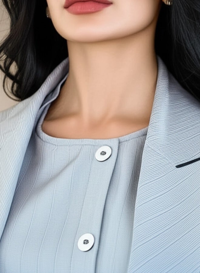 Women's Casual Suit Simple design, breathable fabrics Lapel double row multi-button temperament trench coat - Image 3