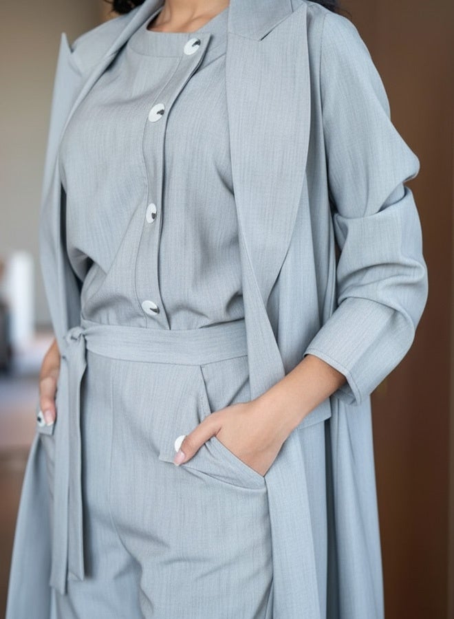 Women's Casual Suit Simple design, breathable fabrics Lapel double row multi-button temperament trench coat - Image 4