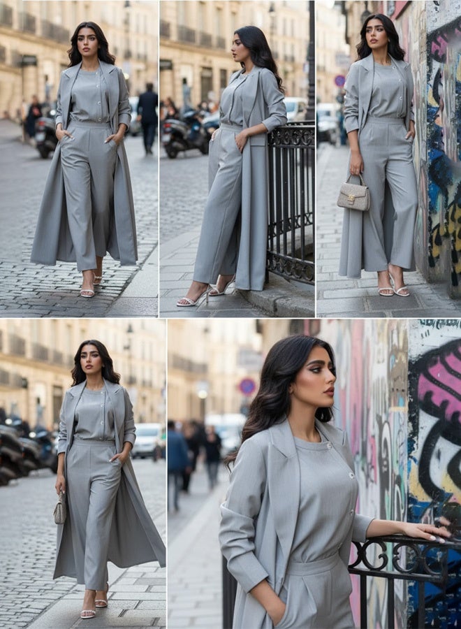 Women's Casual Suit Simple design, breathable fabrics Lapel double row multi-button temperament trench coat - Image 5