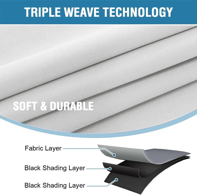 H.VERSAILTEX 100% Blackout Curtains for Bedroom with Black Liner Full Room Darkening Curtain 54 Inch Long Thermal Insulated Back Tab/Rod Pocket Window Drapes for Living Room  2 Panels  Greyish White - Image 4