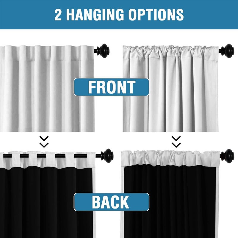 H.VERSAILTEX 100% Blackout Curtains for Bedroom with Black Liner Full Room Darkening Curtain 54 Inch Long Thermal Insulated Back Tab/Rod Pocket Window Drapes for Living Room  2 Panels  Greyish White - Image 5