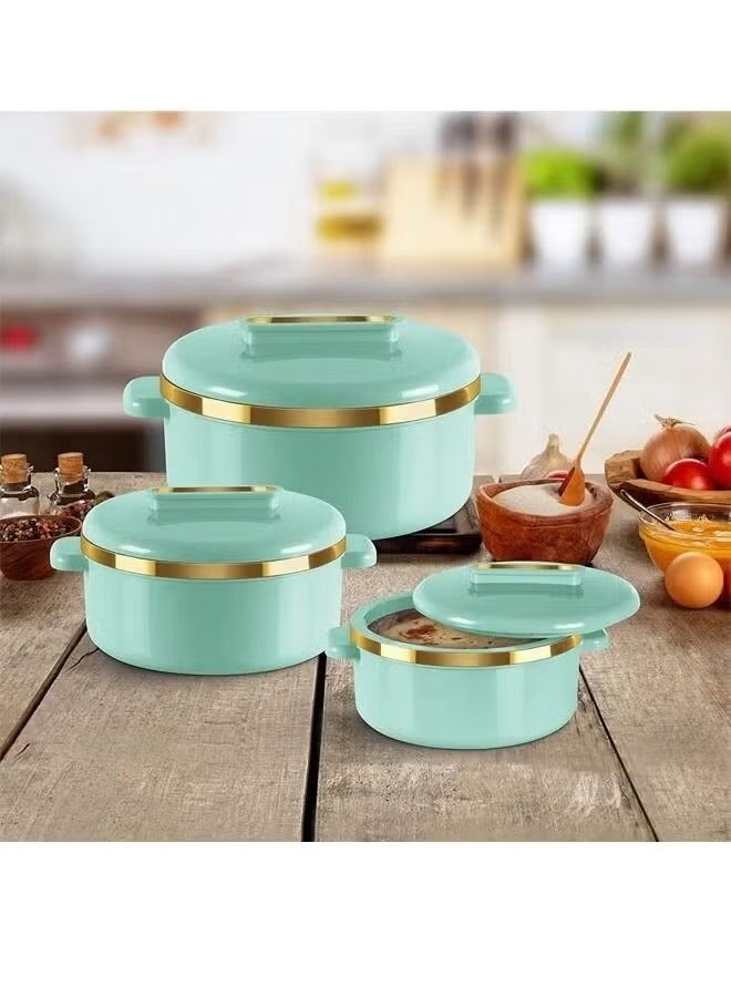 Milton 3 Piece Inner Stainless Steel Food Container Set (1000ml, 1500ml, 2500ml) Light Green/Gold - Image 3
