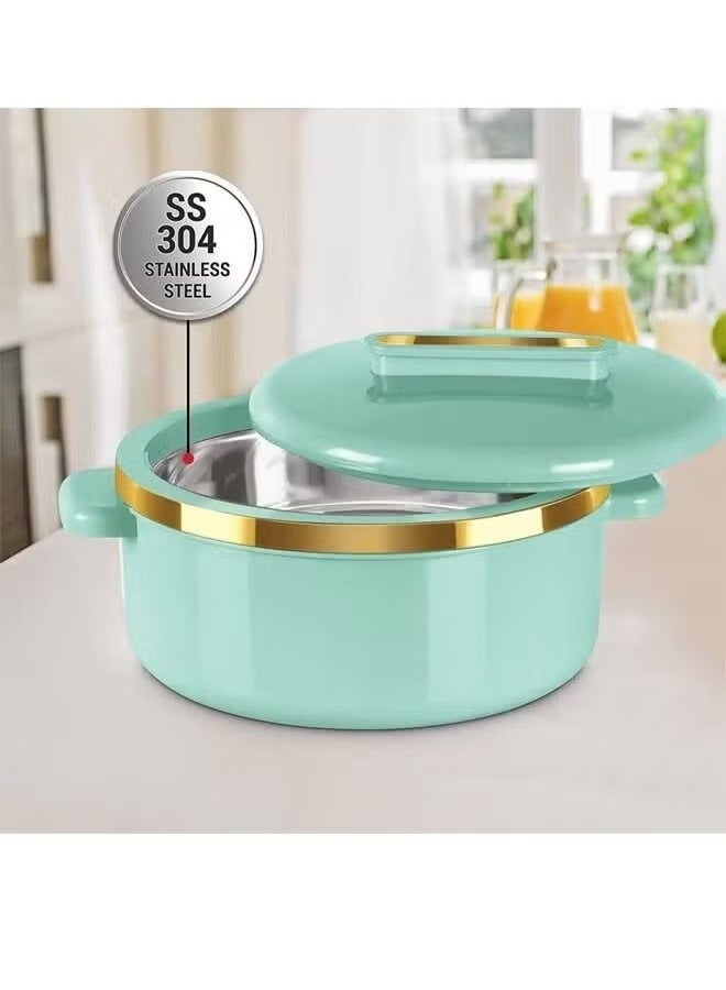 Milton 3 Piece Inner Stainless Steel Food Container Set (1000ml, 1500ml, 2500ml) Light Green/Gold - Image 4