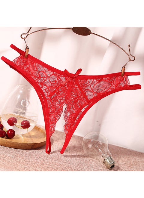 Lace G-String Thongs Breathable Low-Rise Hollow Panties 233 Red