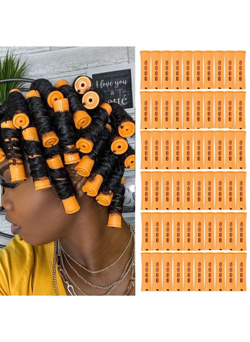 Alimiriam - Alimiriam 60pcs Perm Cold Wave Rods Set for Natural Hair, Hair Rollers for Women, Hair Curling Rods for Long Medium Short Hair, Curler Styling DIY Hairdressing Tools (Orange, 60 Count) - Image 1