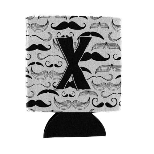 Caroline's Treasures CJ2009-XCC Letter X Moustache Initial Can or Bottle Hugger Cooler Washable Drink Sleeve Collapsible Beverage Insulated Holder, Can Hugger, Multicolor - Image 1